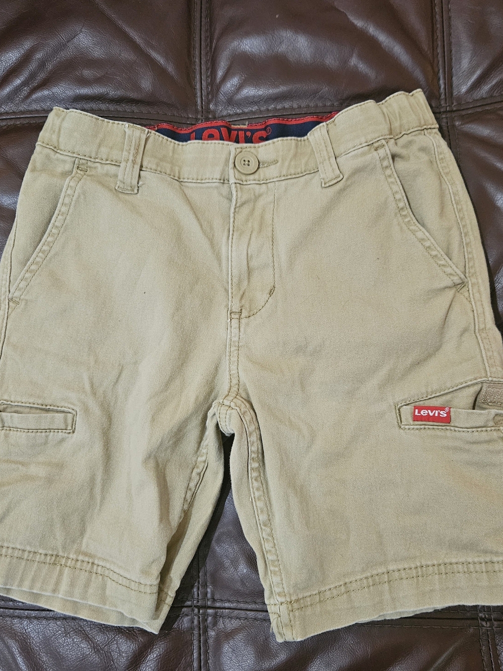 Levi's Boy's Light Khaki Cargo Shorts with Red Logo